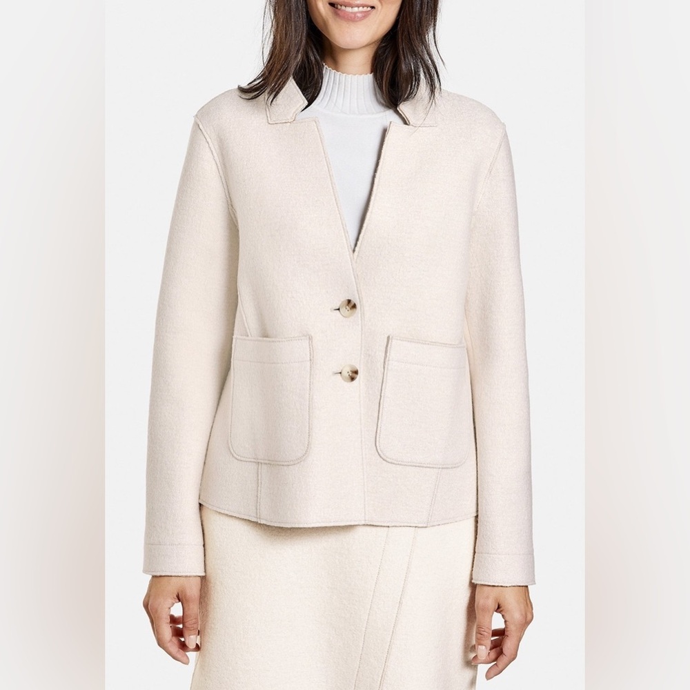 Gerry Webber Collection Ivory Two-Button Wool Blend Jacket